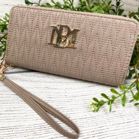 Badgley Mischka Handbags - Badgley Mischka Wallet Long with Phone Pocket Wristlet Taupe 8" x4"